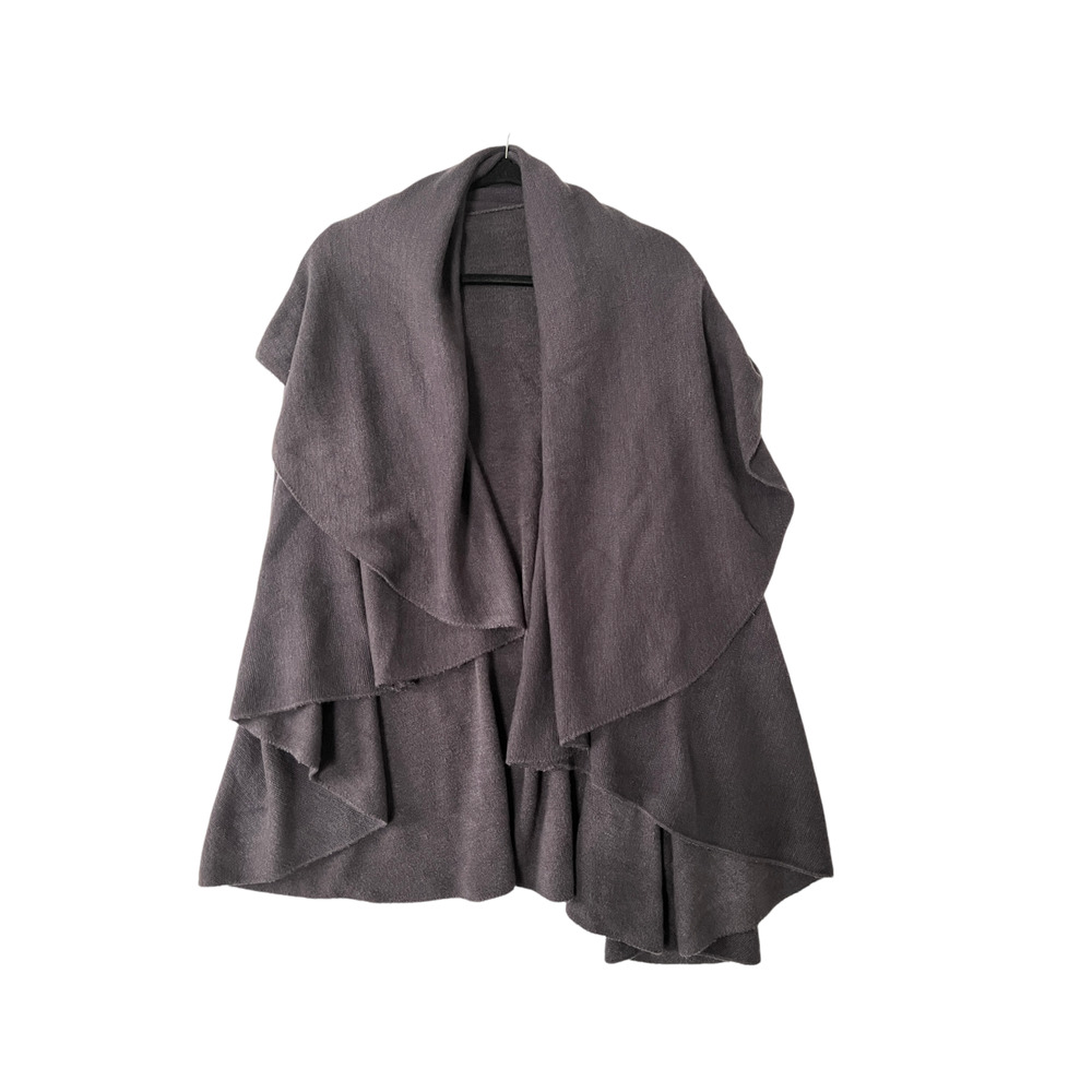 THE LOOK Purple Open Front Draped Long Cardigan Sweater Sleeveless Women's OS